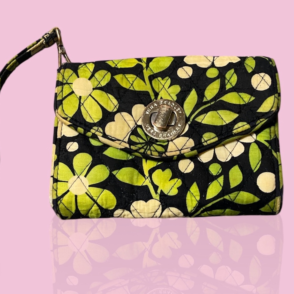 Vera Bradley Black and Green Floral Clutch